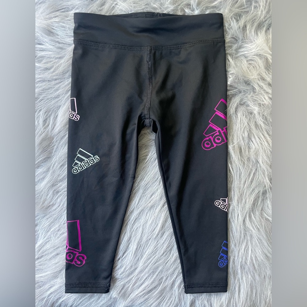 ☀️Adidas Kids Black Leggings with Colorful Logo Accents